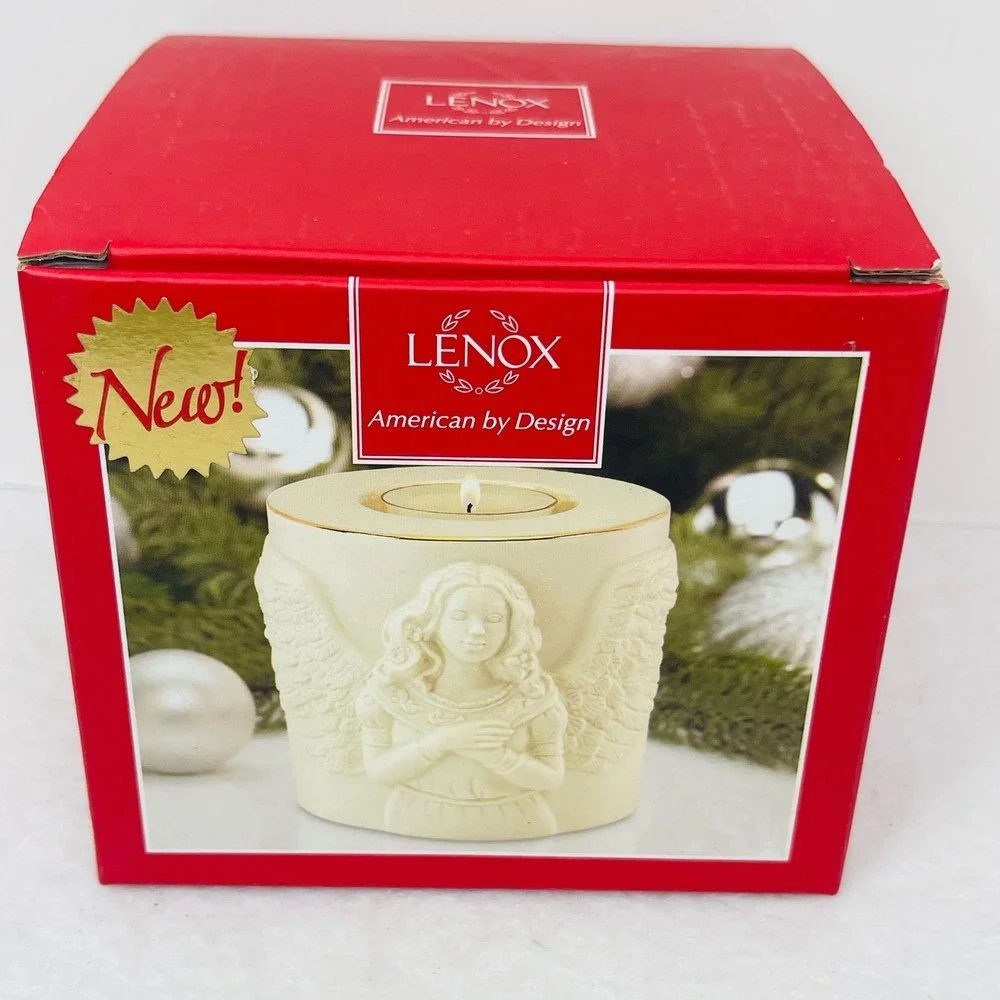 Lenox Radiant Light Angel Votive Ivory Porcelain Gold Trim Candle Holder 863056
